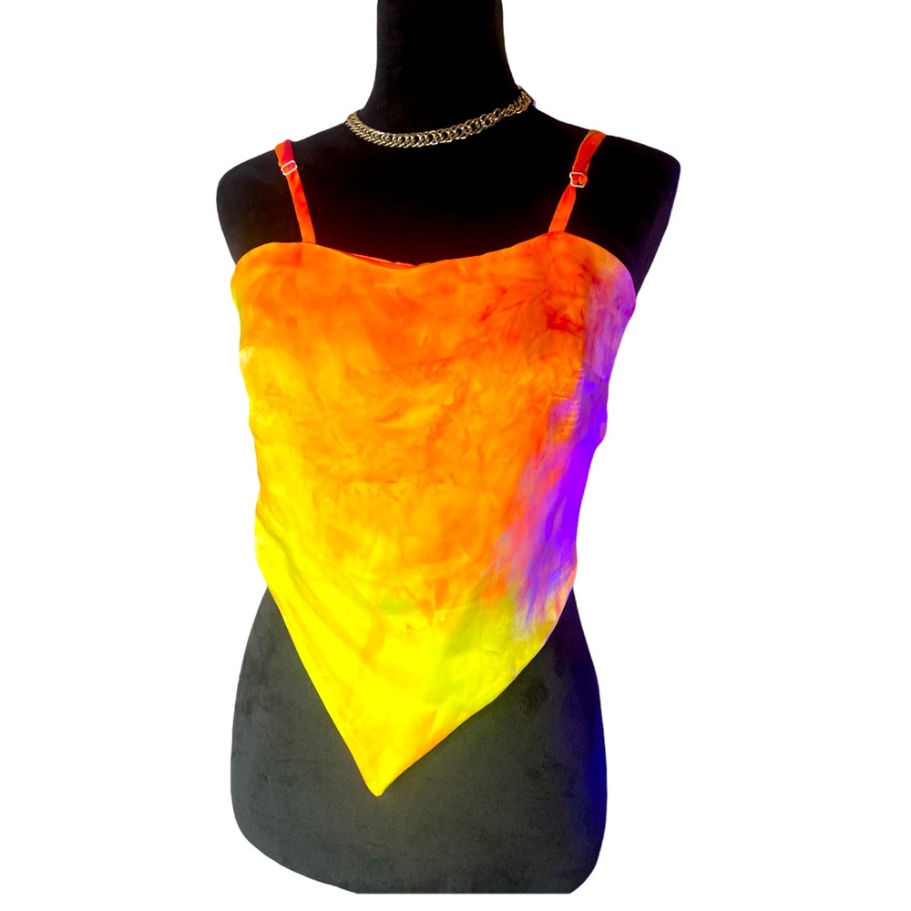 Silk Multi-Color Tye Die Blouse- Ribbon Tie Back